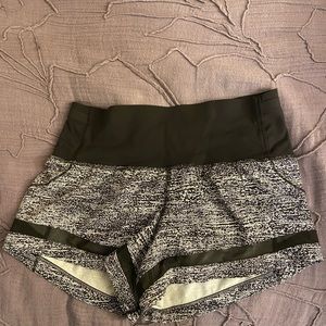 Lululemon black and white running shorts